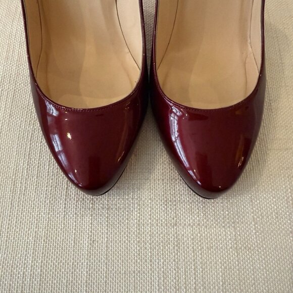 Christian Louboutin Fifi 120 Dark Red Burgundy Patent Heels - Picture 7 of 16